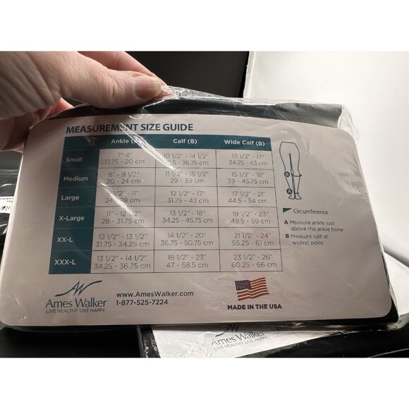 5 Packs Ames Walker 20-30mmHg Compression Stockings Knee High Open Toe XXL NEW - Picture 4 of 5